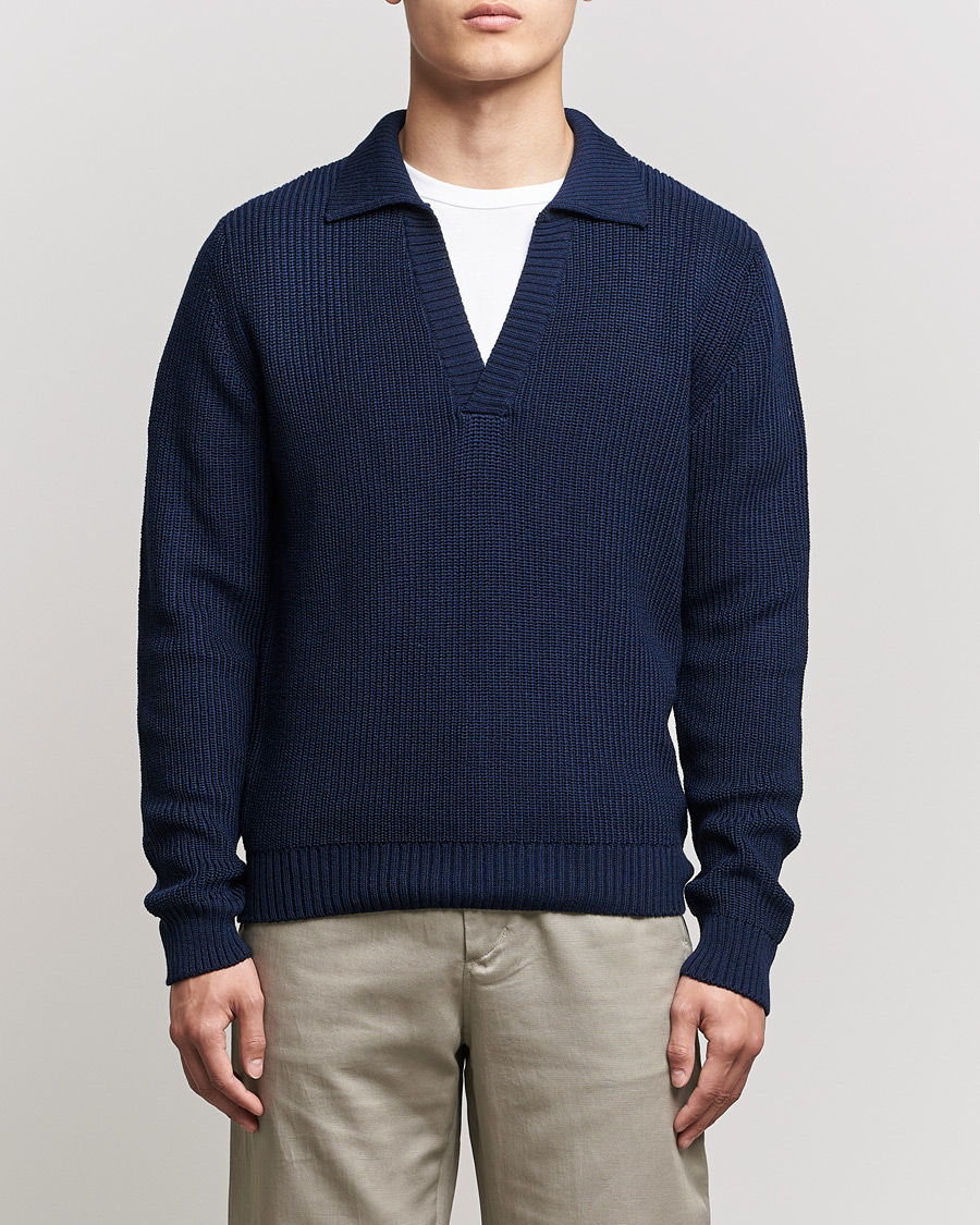 Heren | Stenströms | Stenströms | Chunky Merino Polo Navy
