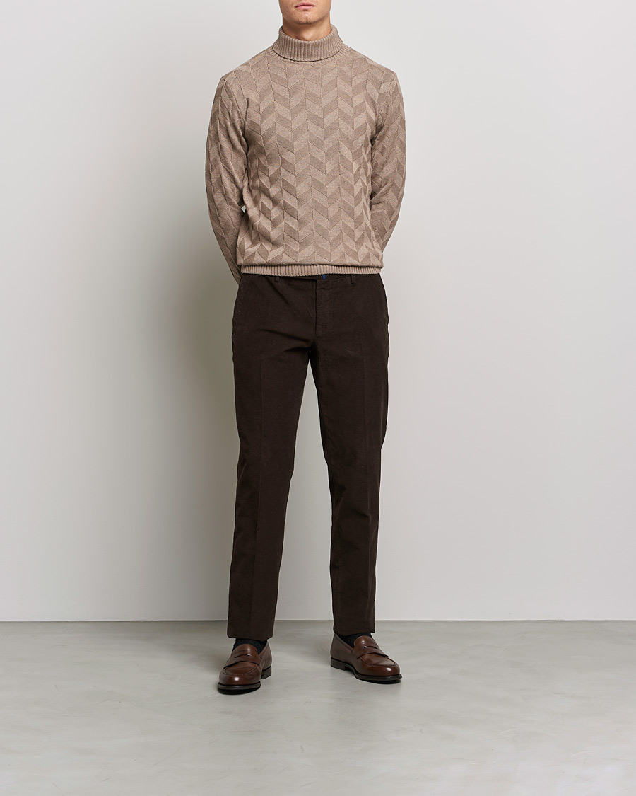 Heren | Truien | Stenströms | Chunky Merino Structured Rollneck Camel