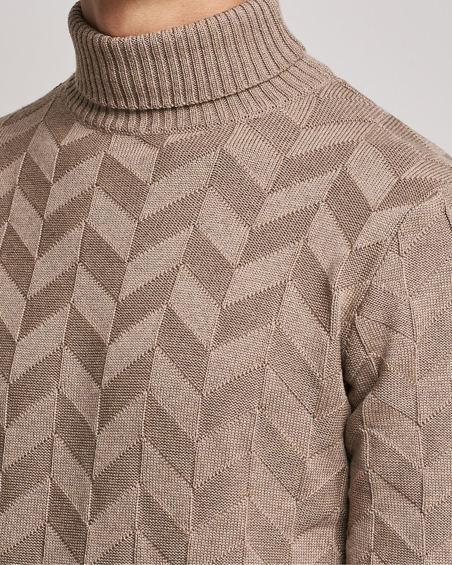 Heren | Truien | Stenströms | Chunky Merino Structured Rollneck Camel