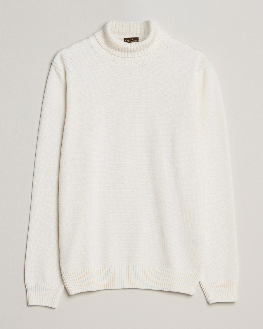 Heren | Truien | Stenströms | Chunky Merino Rollneck Creme White