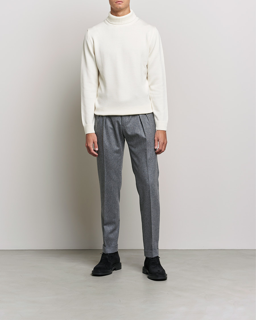 Heren | Truien | Stenströms | Chunky Merino Rollneck Creme White