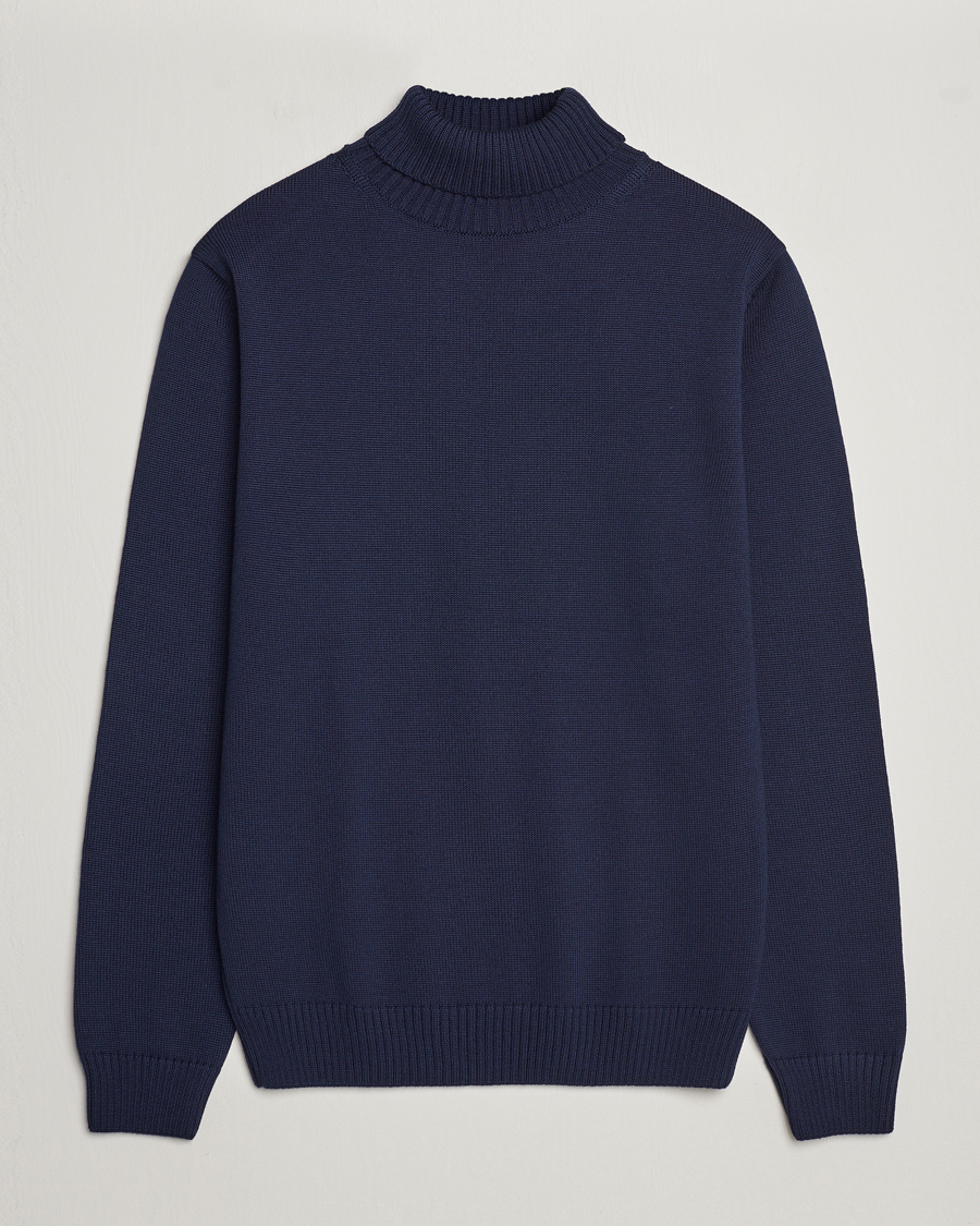 Heren | Truien | Stenströms | Chunky Merino Rollneck Navy