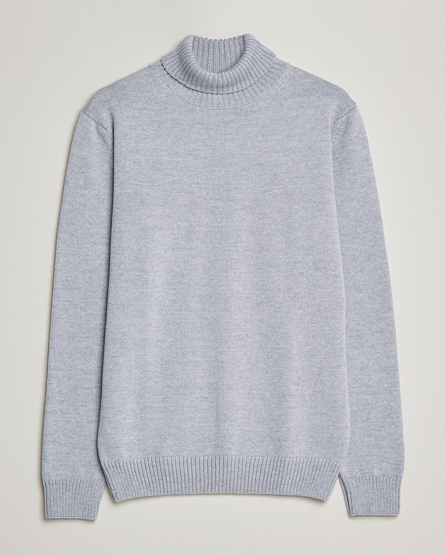 Heren | Truien | Stenströms | Chunky Merino Rollneck Light Grey