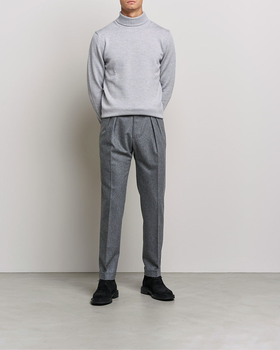 Heren | Truien | Stenströms | Chunky Merino Rollneck Light Grey