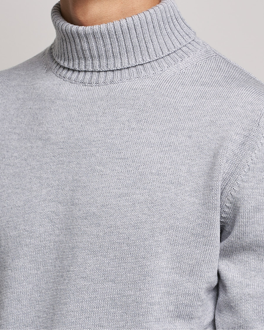 Heren | Truien | Stenströms | Chunky Merino Rollneck Light Grey