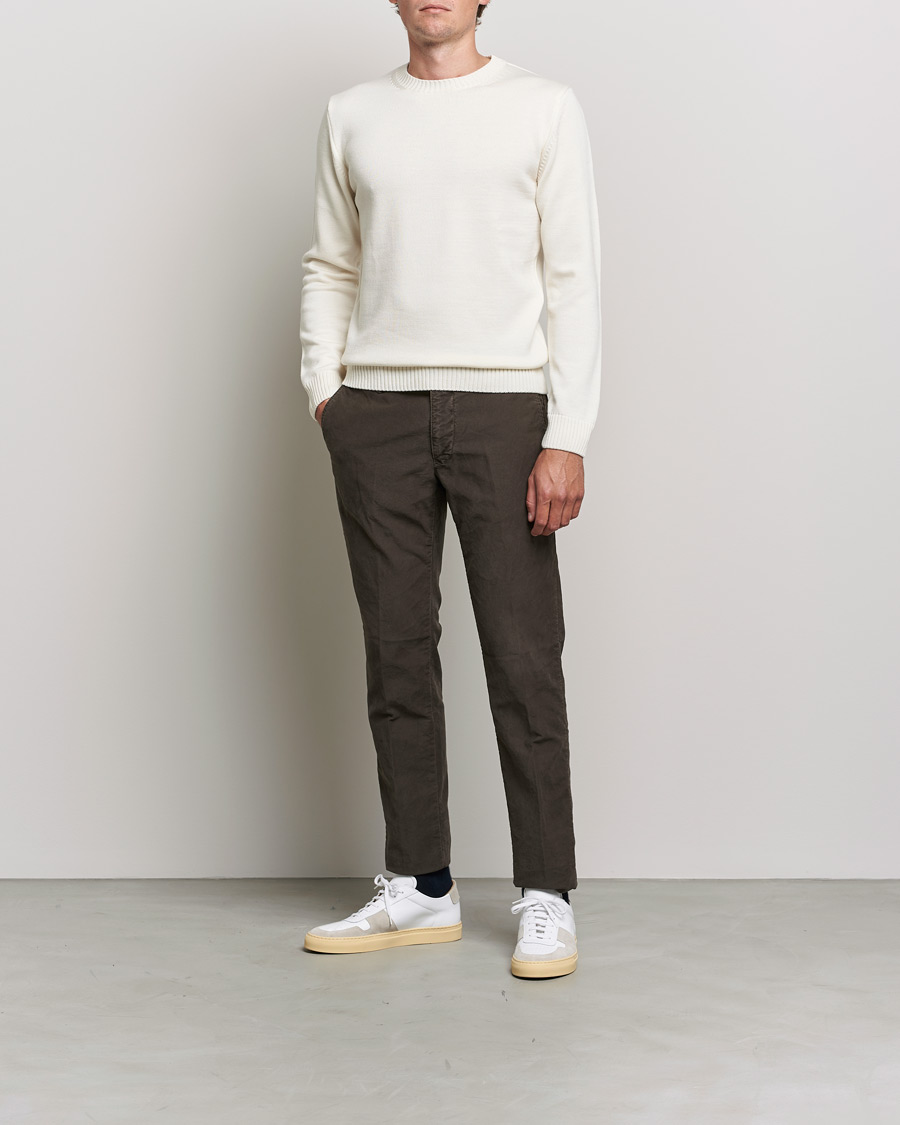 Heren | Truien | Stenströms | Chunky Merino Crew Neck Creme White