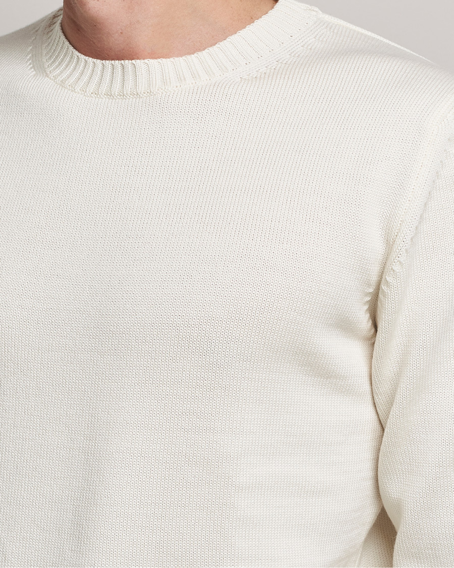 Heren | Truien | Stenströms | Chunky Merino Crew Neck Creme White