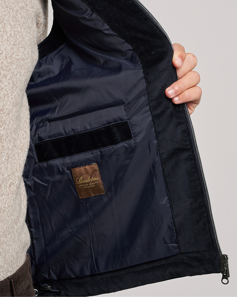 Heren | Jassen | Stenströms | Hooded Corduroy Vest Navy