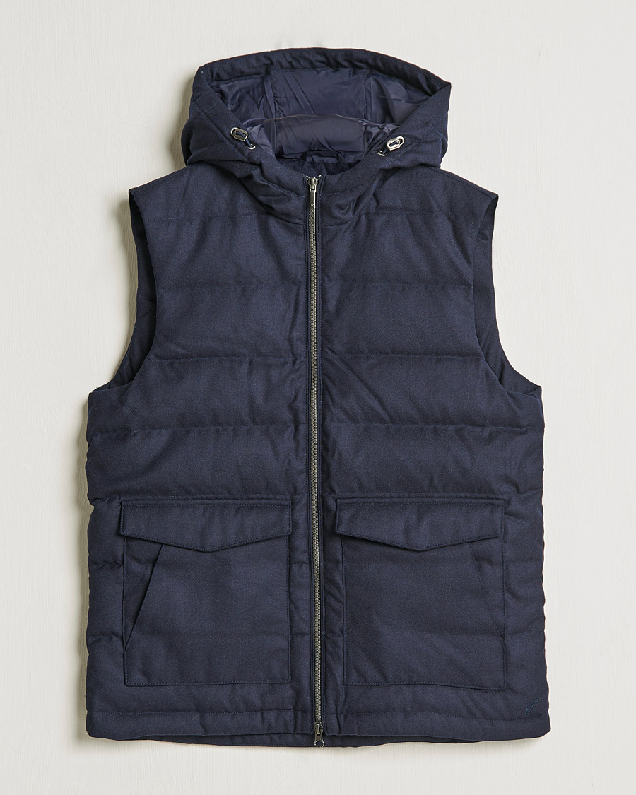 Heren | Jassen | Stenströms | Hooded Flannel Vest Navy