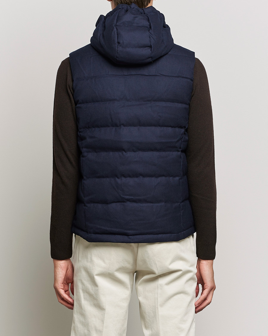 Heren | Jassen | Stenströms | Hooded Flannel Vest Navy