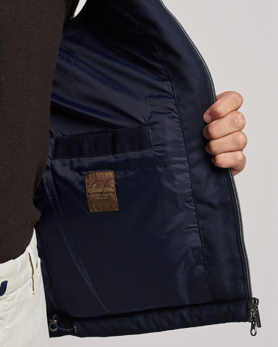 Heren | Jassen | Stenströms | Hooded Flannel Vest Navy