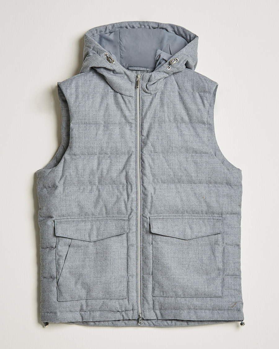 Heren | Jassen | Stenströms | Hooded Flannel Vest Grey
