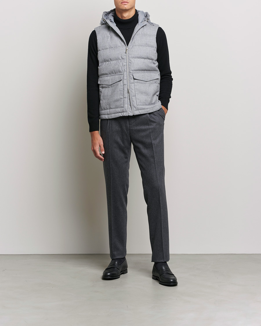 Heren | Jassen | Stenströms | Hooded Flannel Vest Grey