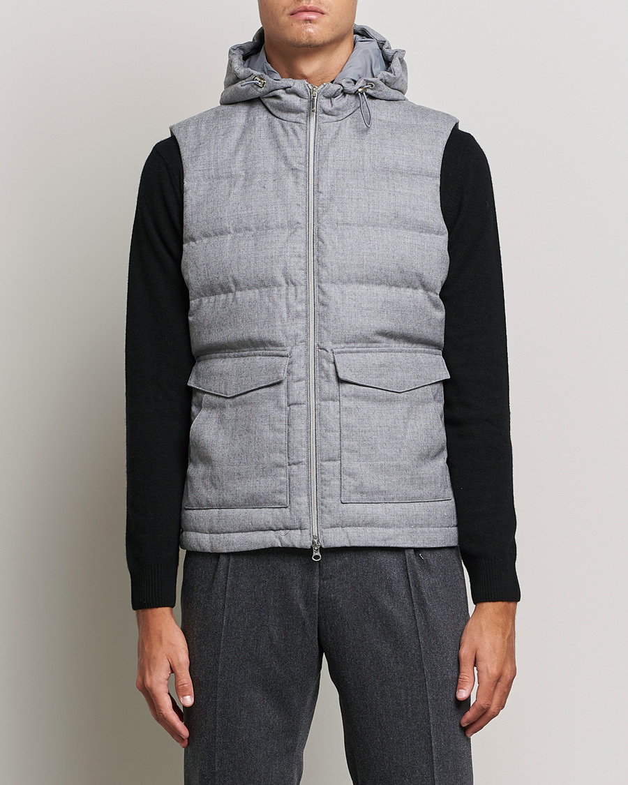 Heren | Jassen | Stenströms | Hooded Flannel Vest Grey