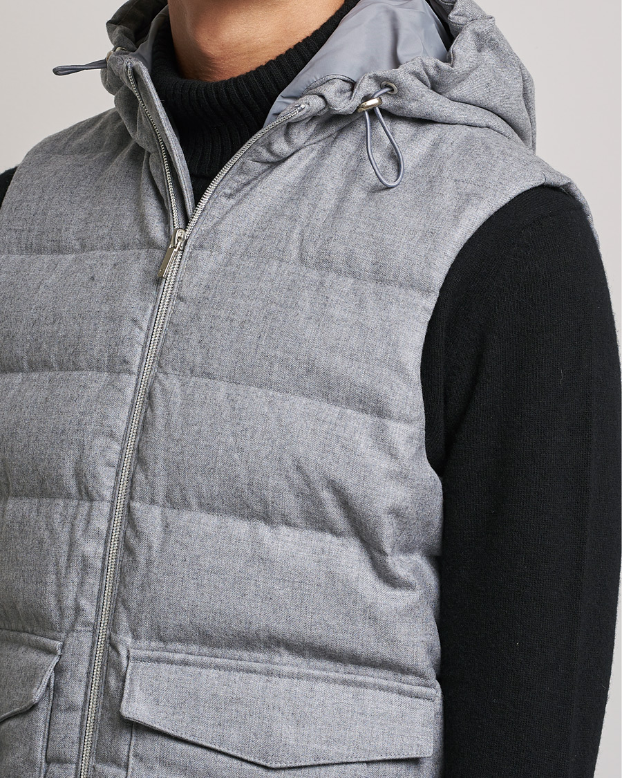 Heren | Jassen | Stenströms | Hooded Flannel Vest Grey