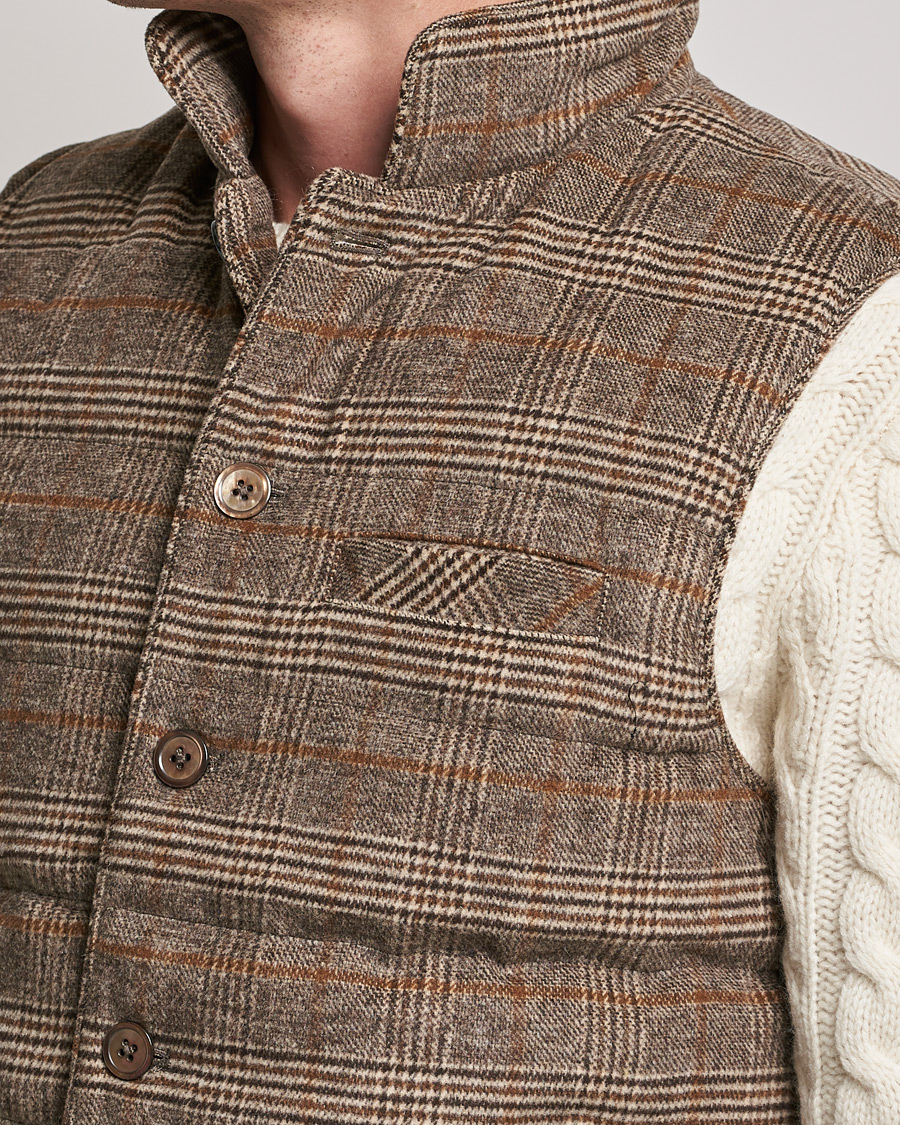 Heren | Jassen | Stenströms | Glencheck Padded Wool Vest Brown