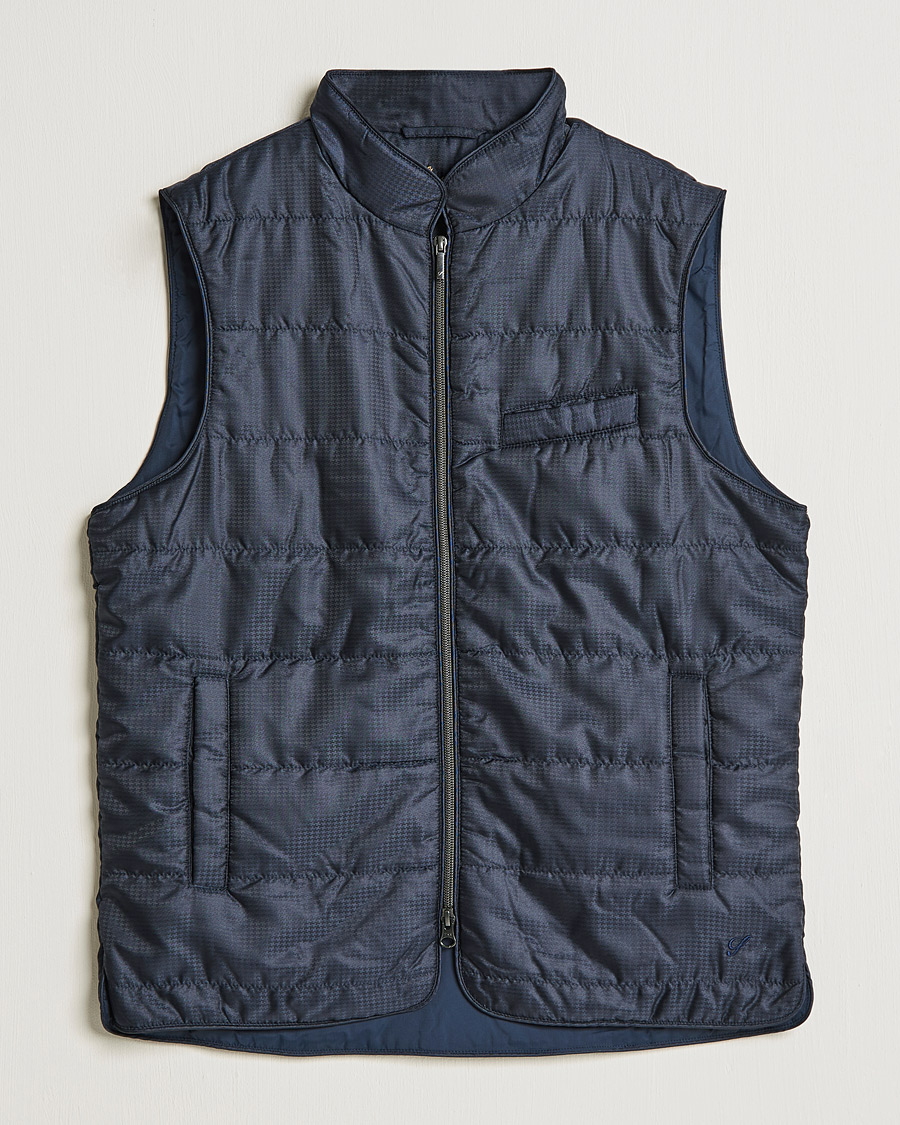 Heren | Jassen | Stenströms | Houndstooth Padded Nylon Vest Navy