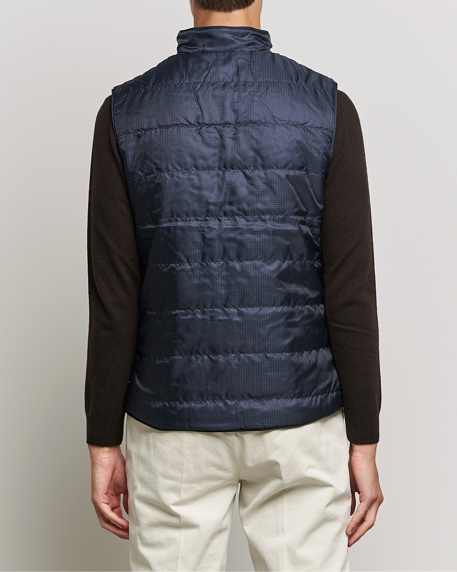 Heren | Jassen | Stenströms | Houndstooth Padded Nylon Vest Navy