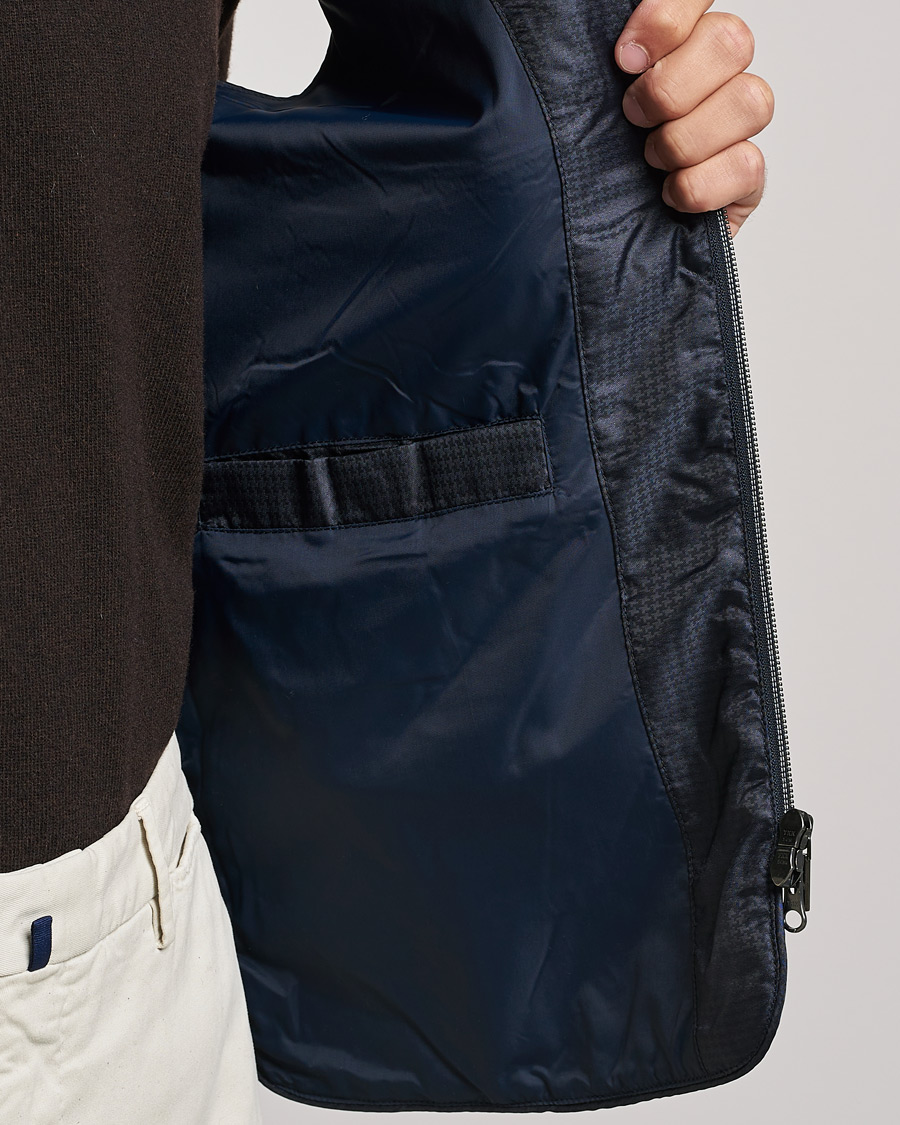 Heren | Jassen | Stenströms | Houndstooth Padded Nylon Vest Navy