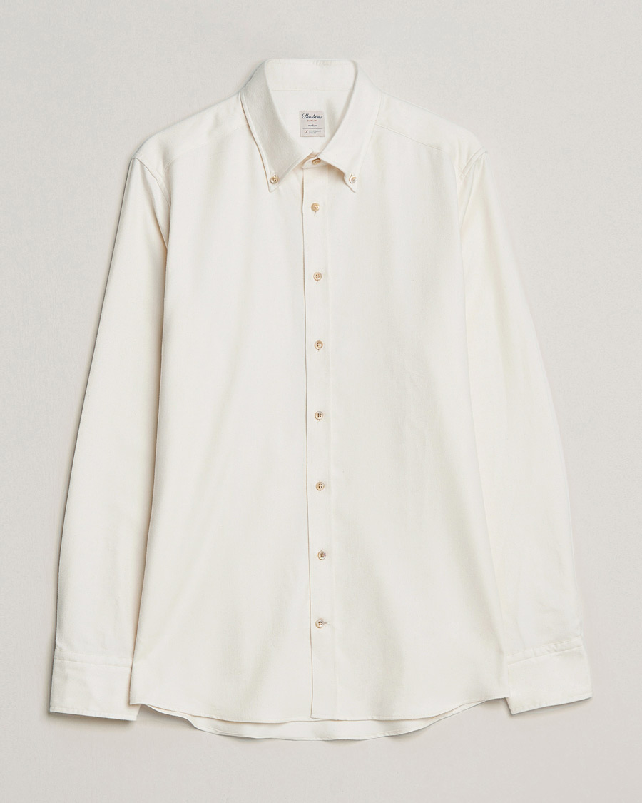 Heren | Overhemden | Stenströms | Slimline Flannel Shirt Off White
