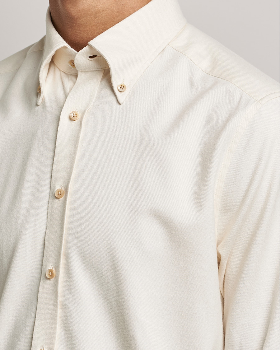 Heren | Overhemden | Stenströms | Slimline Flannel Shirt Off White