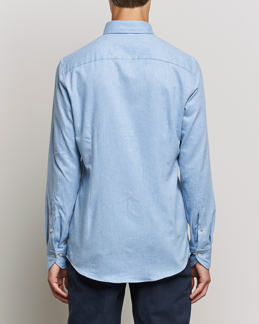 Heren | Overhemden | Stenströms | Slimline Flannel Shirt Light Blue