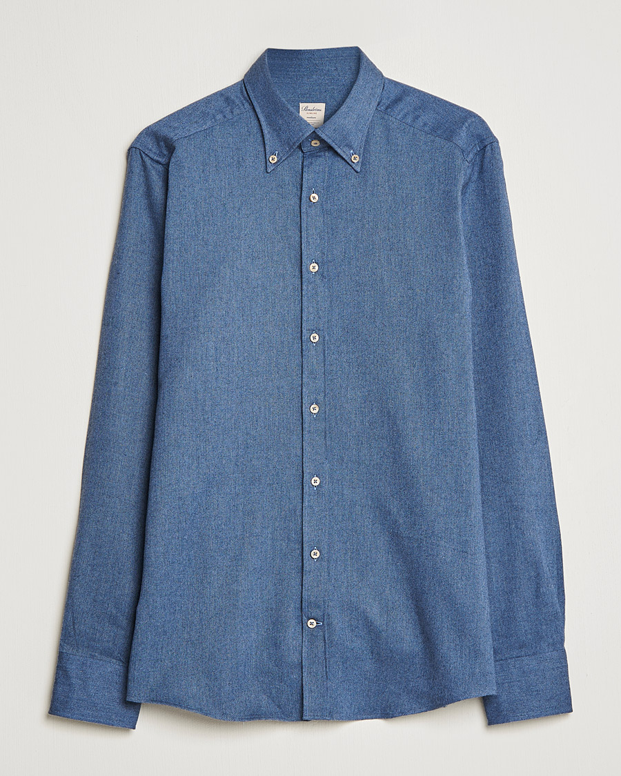 Heren | Overhemden | Stenströms | Slimline Flannel Shirt Blue
