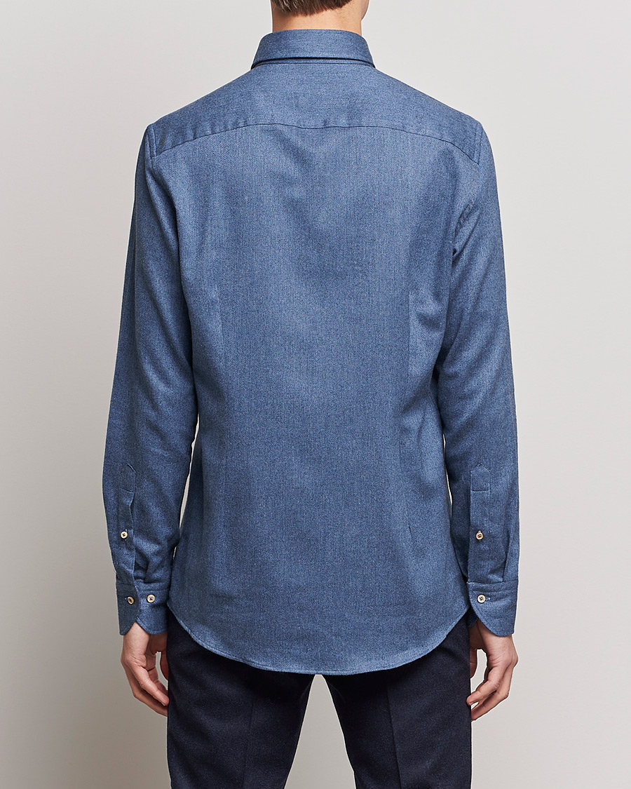 Heren | Overhemden | Stenströms | Slimline Flannel Shirt Blue