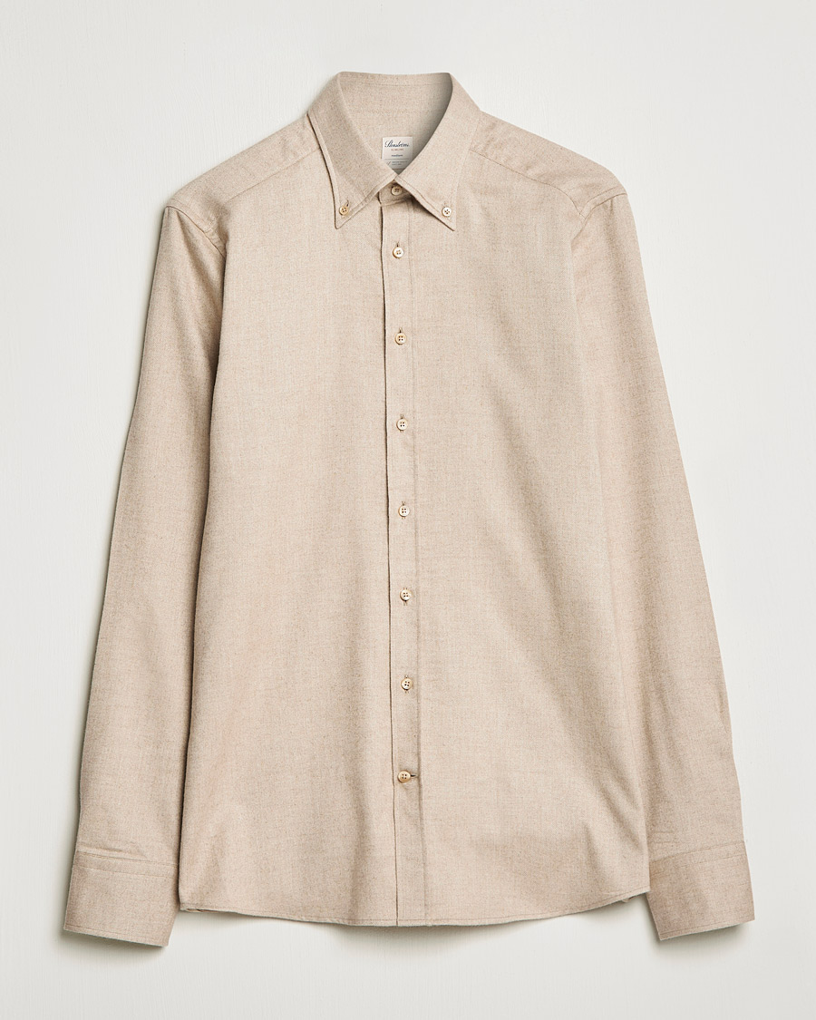 Heren | Overhemden | Stenströms | Slimline Flannel Shirt Beige