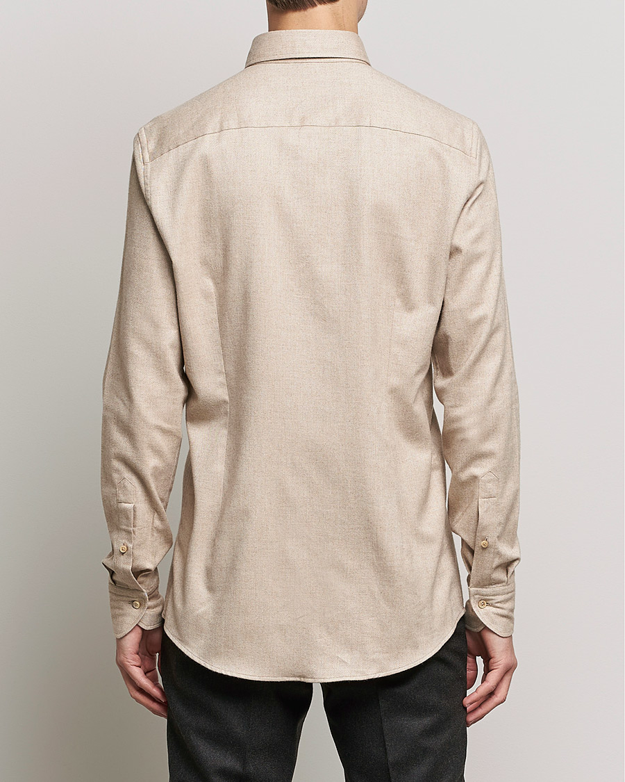 Heren | Overhemden | Stenströms | Slimline Flannel Shirt Beige