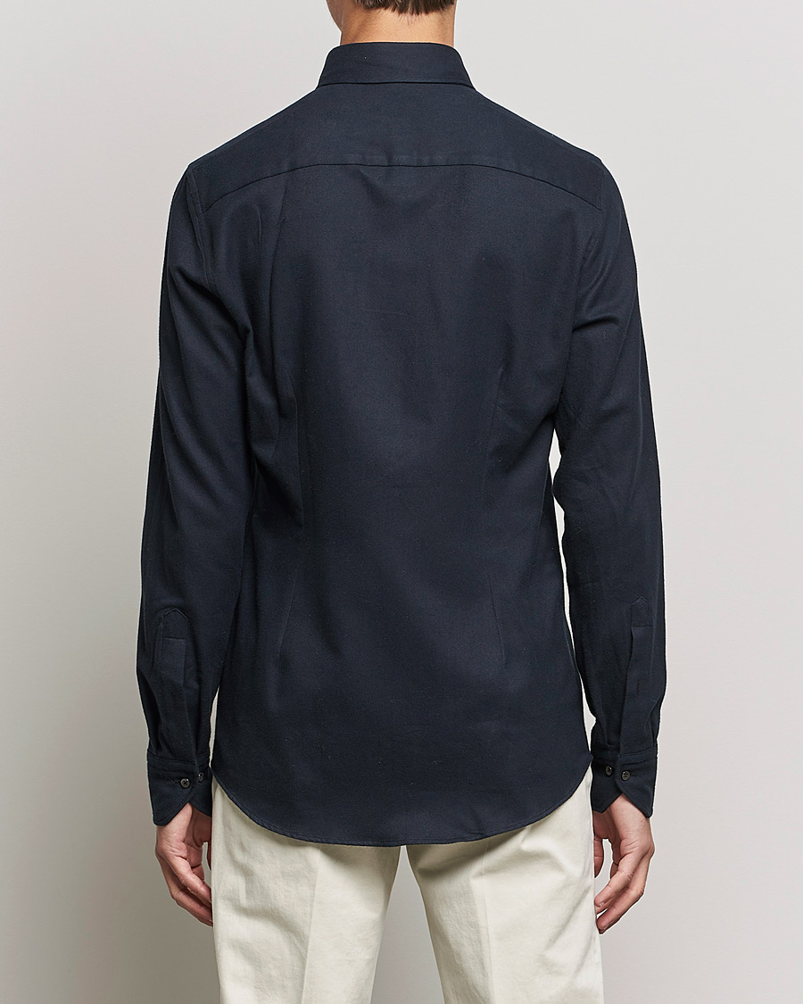 Heren | Overhemden | Stenströms | Slimline Flannel Shirt Black