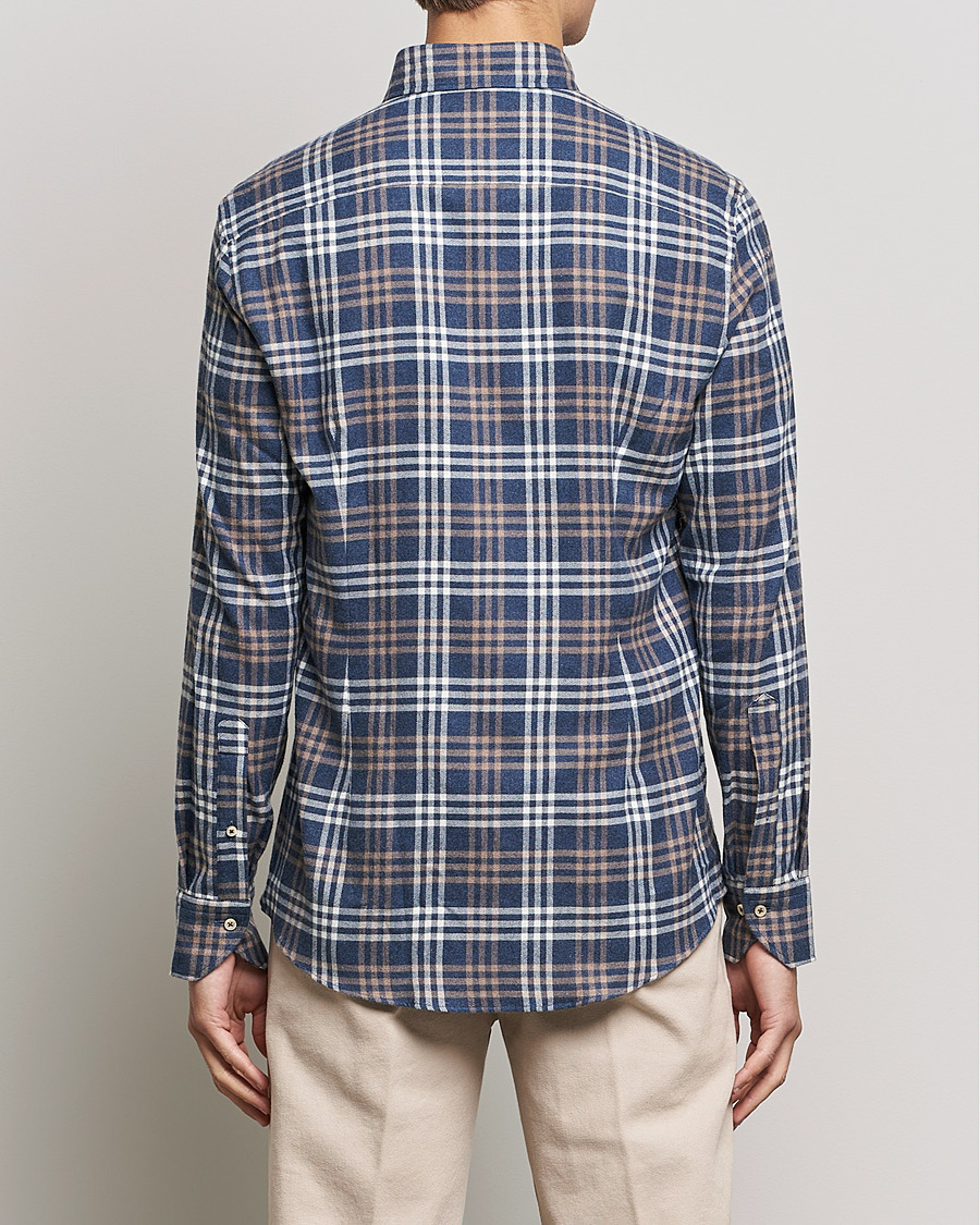 Heren | Overhemden | Stenströms | Slimline Checked Flannel Shirt Blue