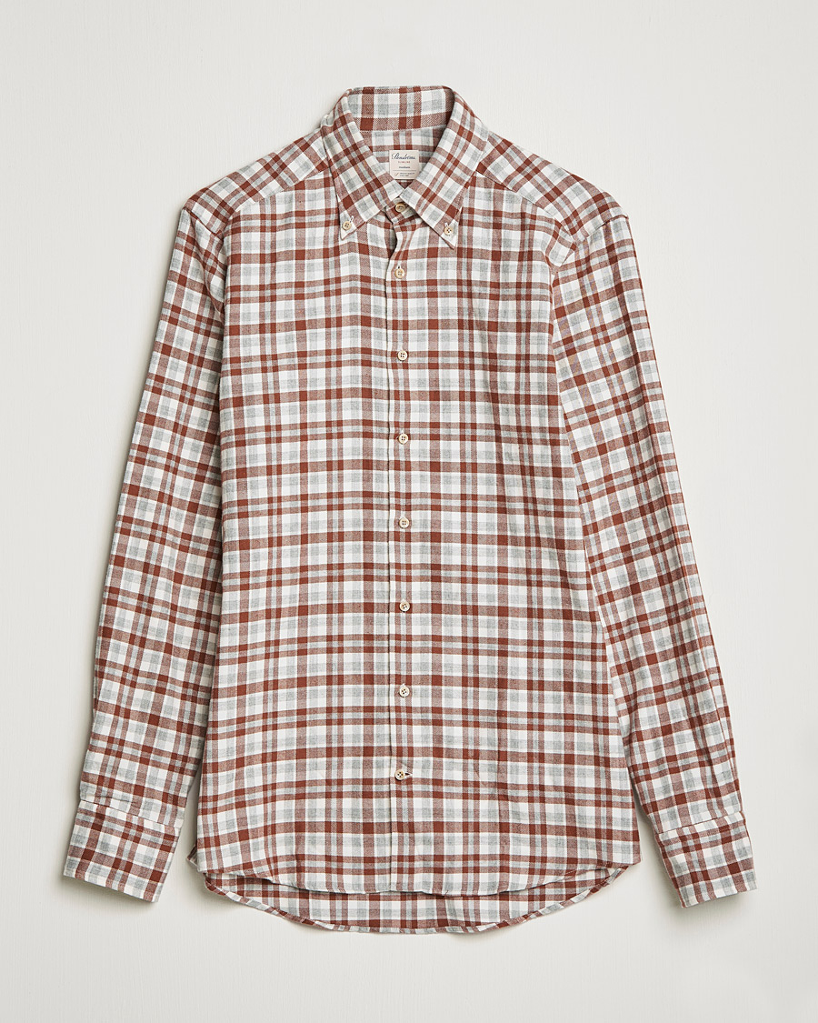 Heren | Overhemden | Stenströms | Slimline Checked Flannel Shirt Red/White
