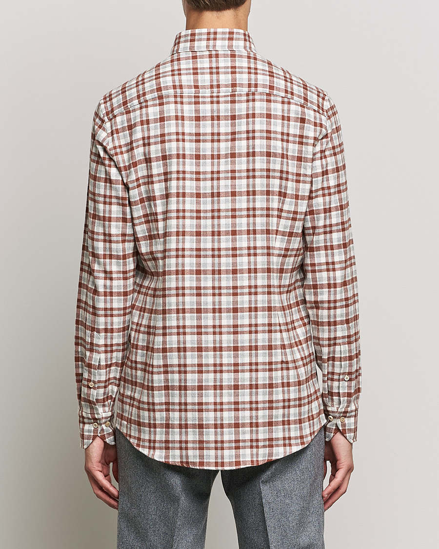 Heren | Overhemden | Stenströms | Slimline Checked Flannel Shirt Red/White