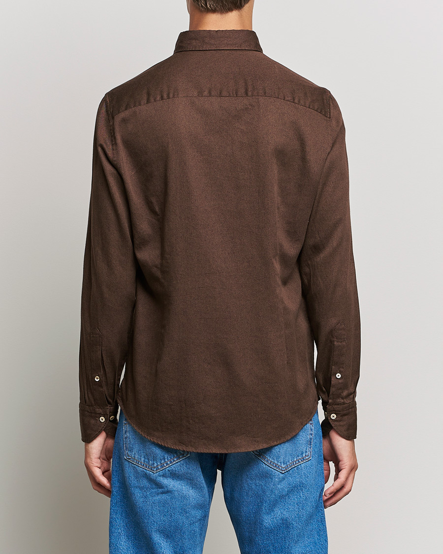 Heren | Overhemden | Stenströms | Slimline Button Down Printed Oxford Shirt Brown