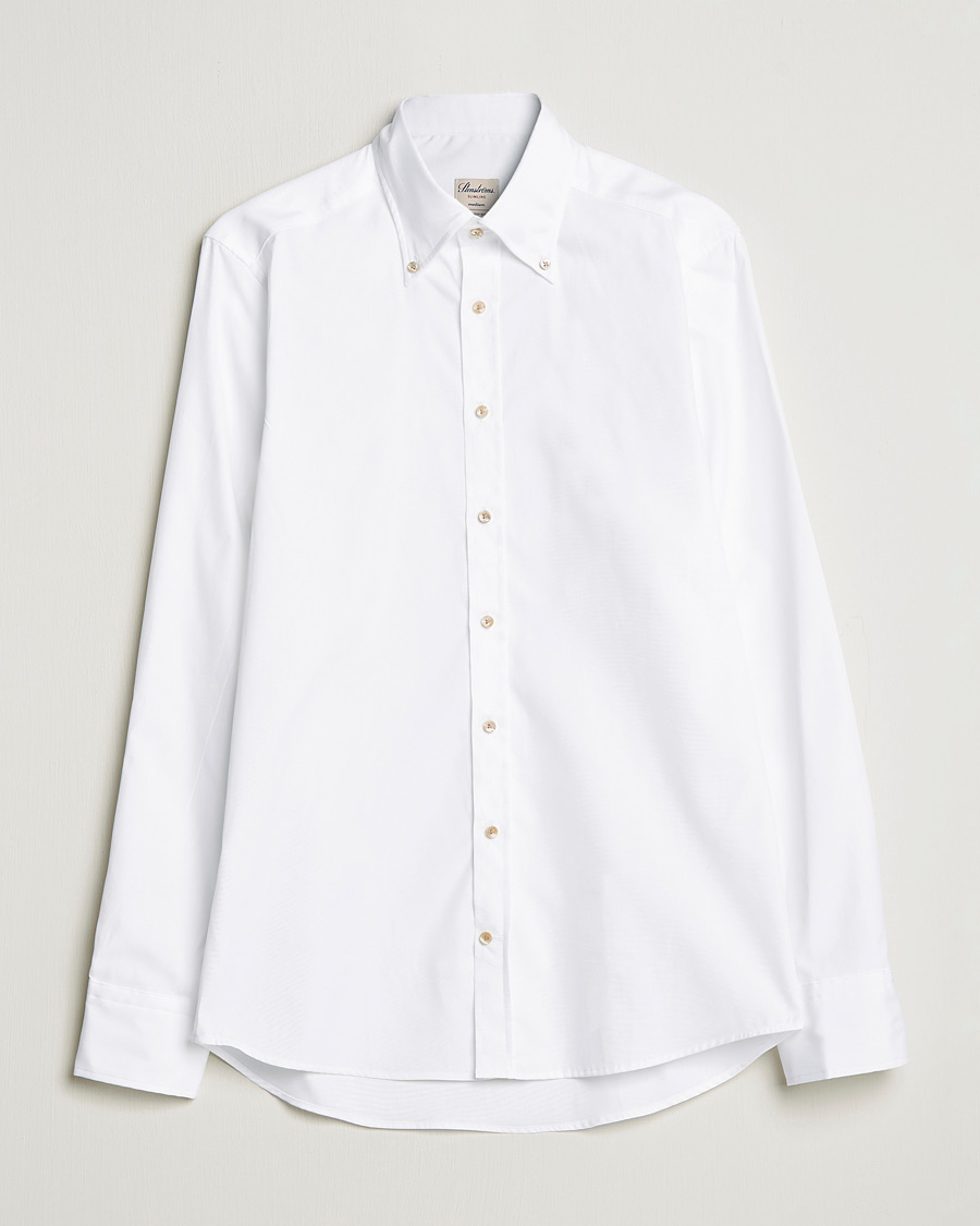 Heren | Overhemden | Stenströms | Slimline Button Down Pinpoint Oxford Shirt White