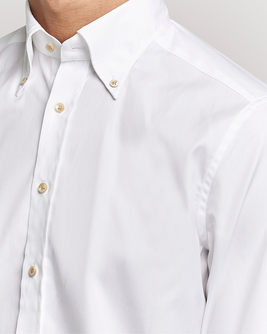 Heren | Overhemden | Stenströms | Slimline Button Down Pinpoint Oxford Shirt White