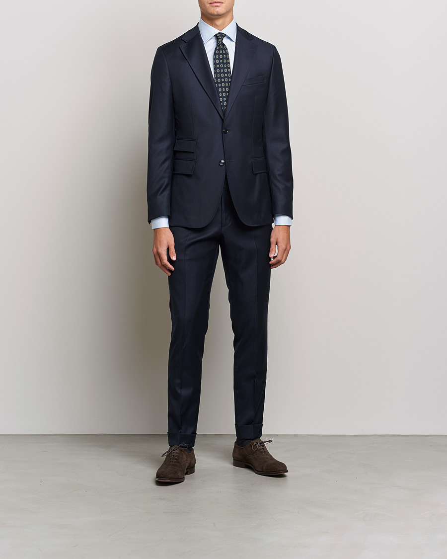 Heren | Overhemden | Stenströms | Slimline Cut Away Contrast Shirt Blue