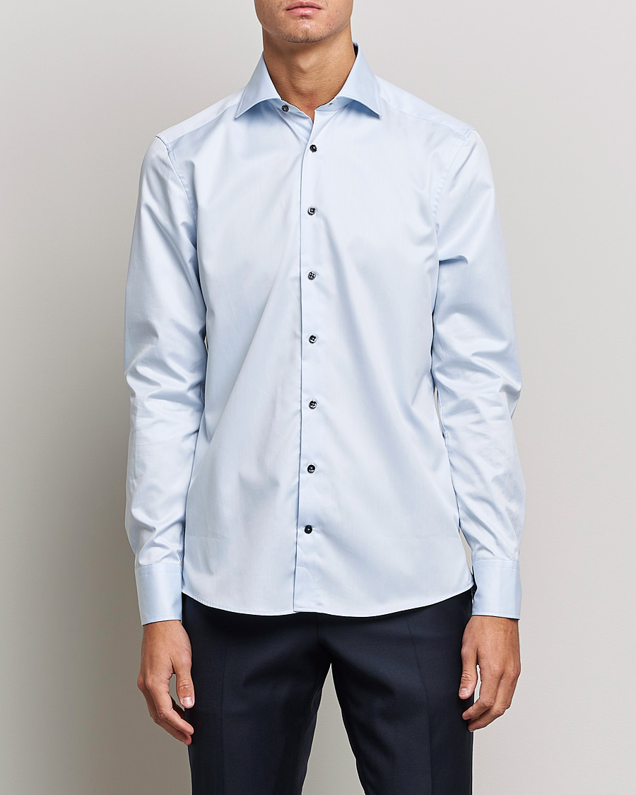 Heren | Overhemden | Stenströms | Slimline Cut Away Contrast Shirt Blue