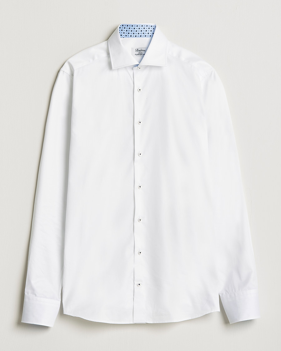 Heren | Overhemden | Stenströms | Slimline Cut Away Contrast Shirt White