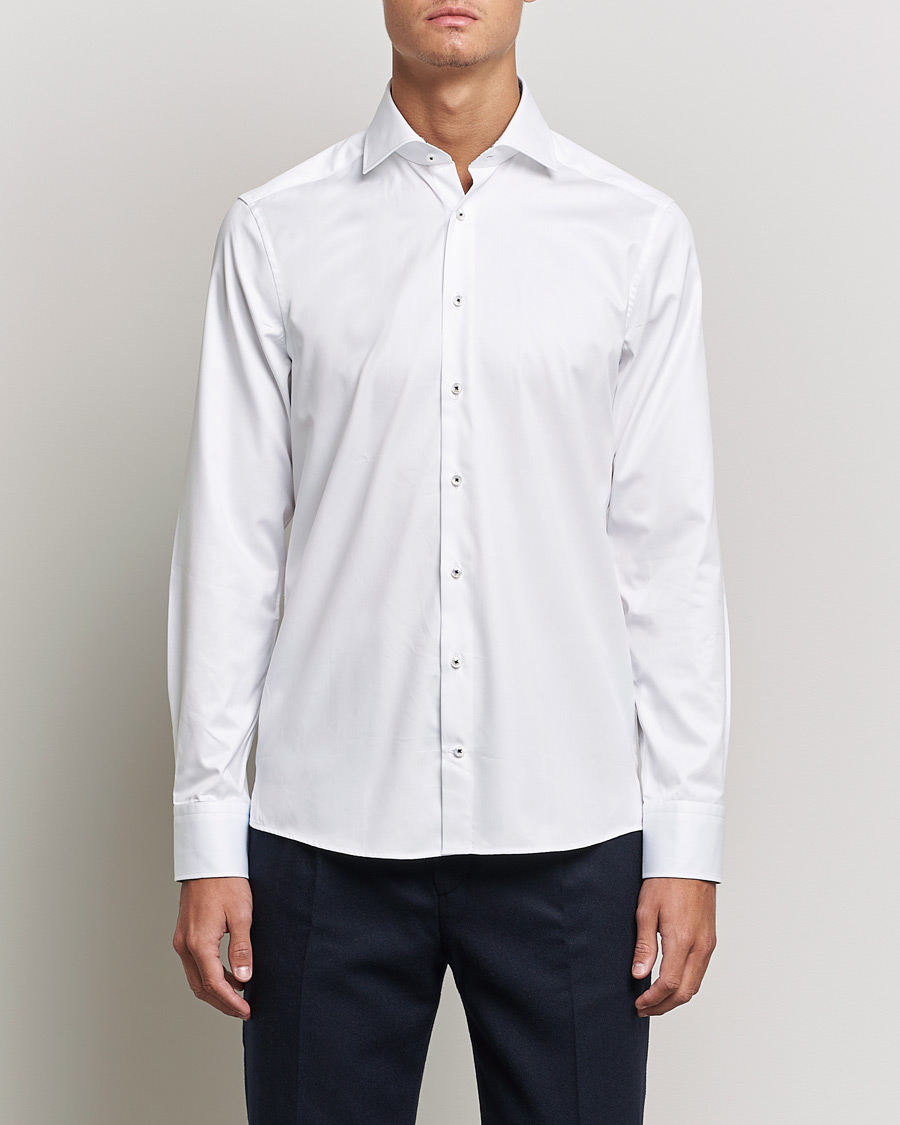 Heren | Overhemden | Stenströms | Slimline Cut Away Contrast Shirt White