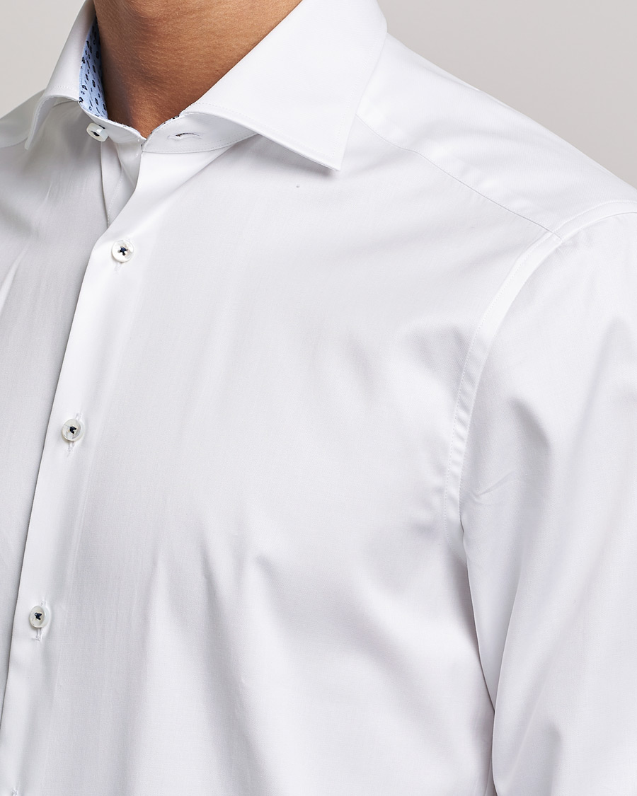 Heren | Overhemden | Stenströms | Slimline Cut Away Contrast Shirt White