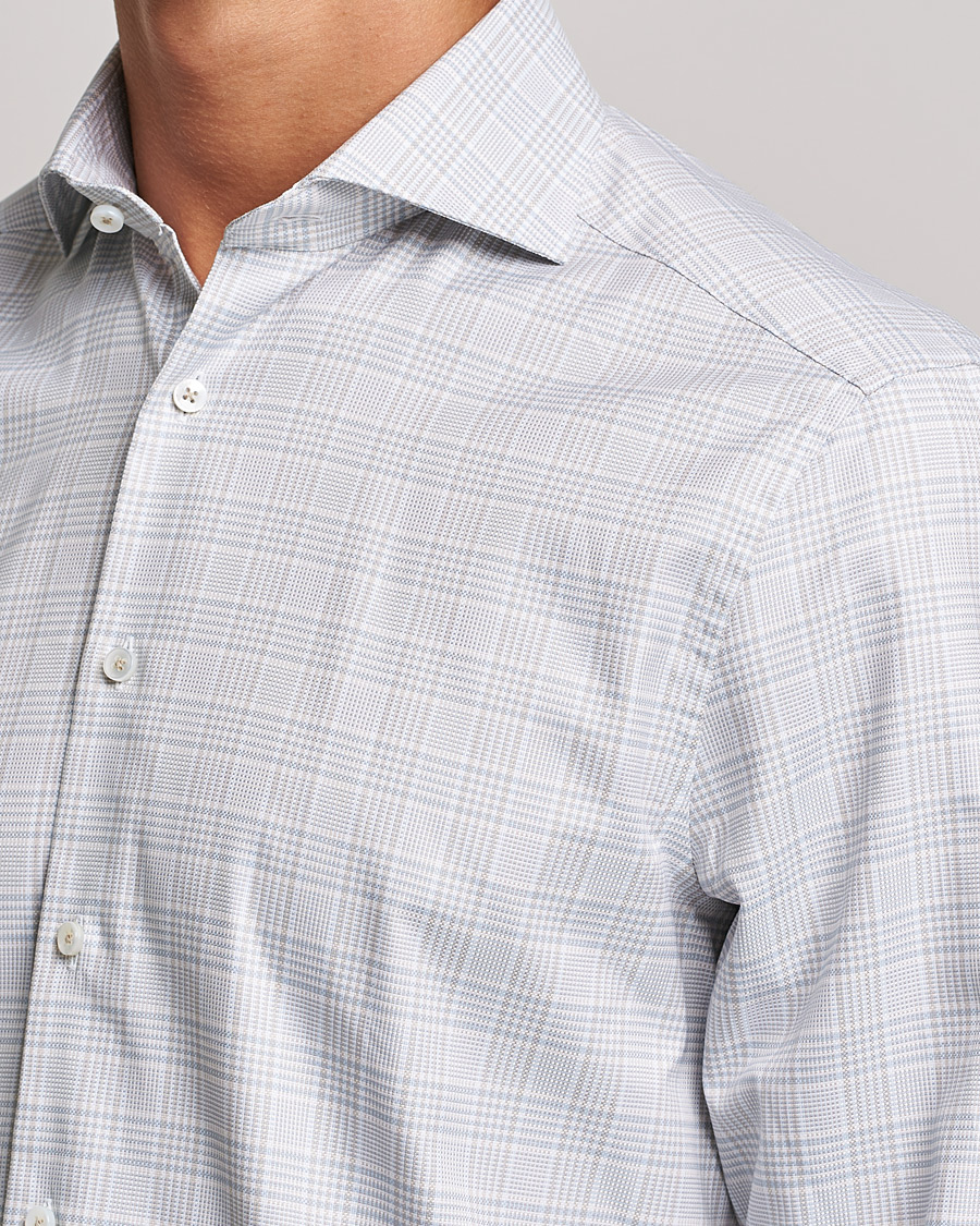 Heren | Overhemden | Stenströms | Slimline Cut Away Checked Shirt Green