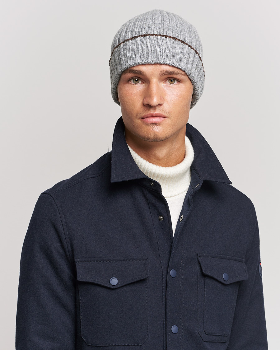 Heren | Stenströms Wool Cashmere Ribbed Beanie Grey | Stenströms | Wool Cashmere Ribbed Beanie Grey