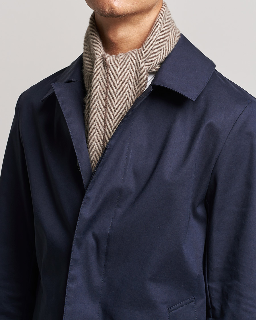 Heren | Stenströms Large Herringbone Wool Scarf Brown | Stenströms | Large Herringbone Wool Scarf Brown