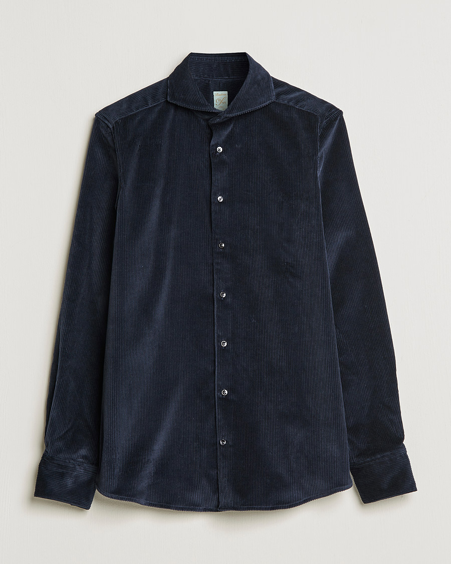 Heren | Overhemden | Stenströms | 1899 Slimline Sea Island Corduroy Shirt Navy