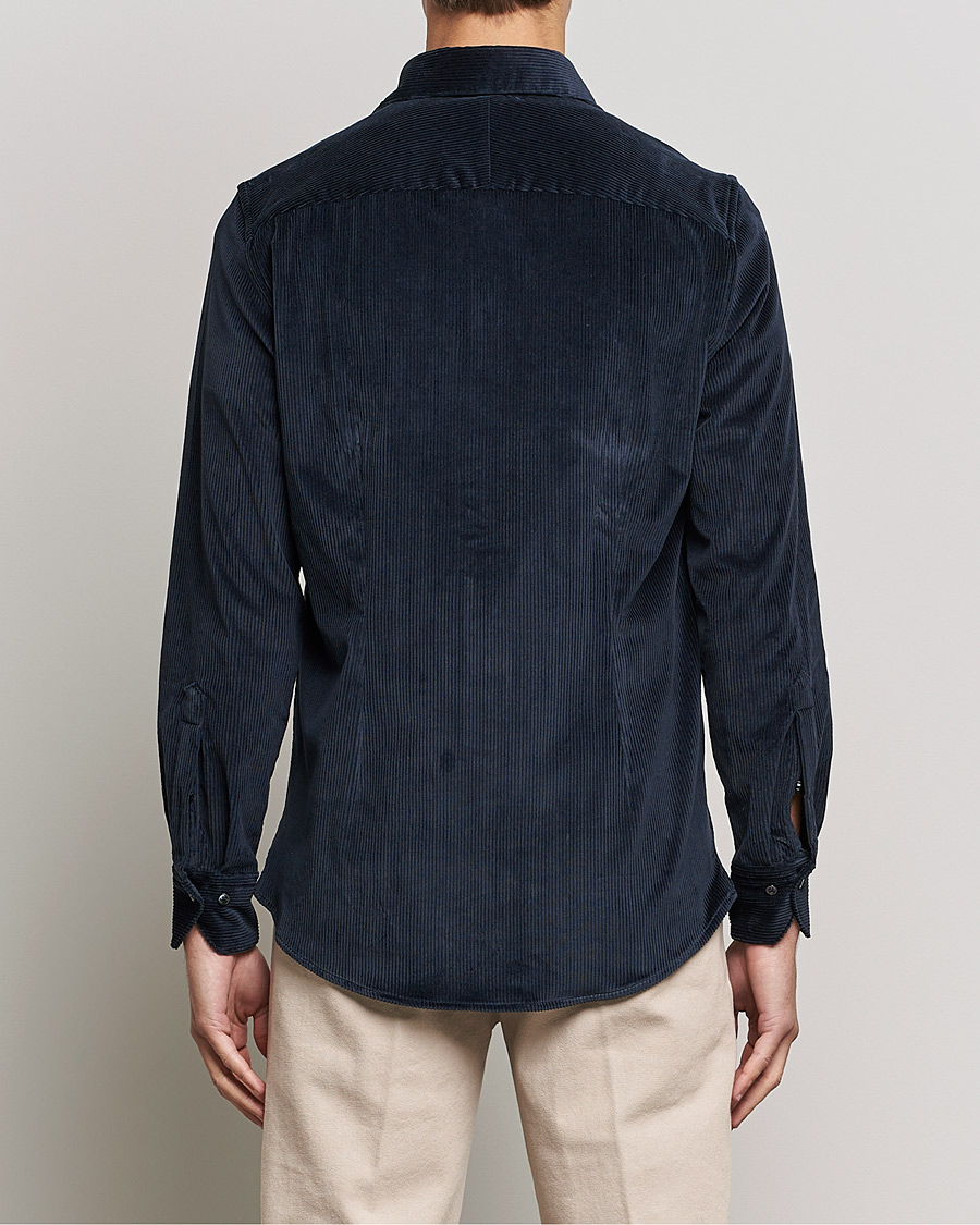 Heren | Overhemden | Stenströms | 1899 Slimline Sea Island Corduroy Shirt Navy
