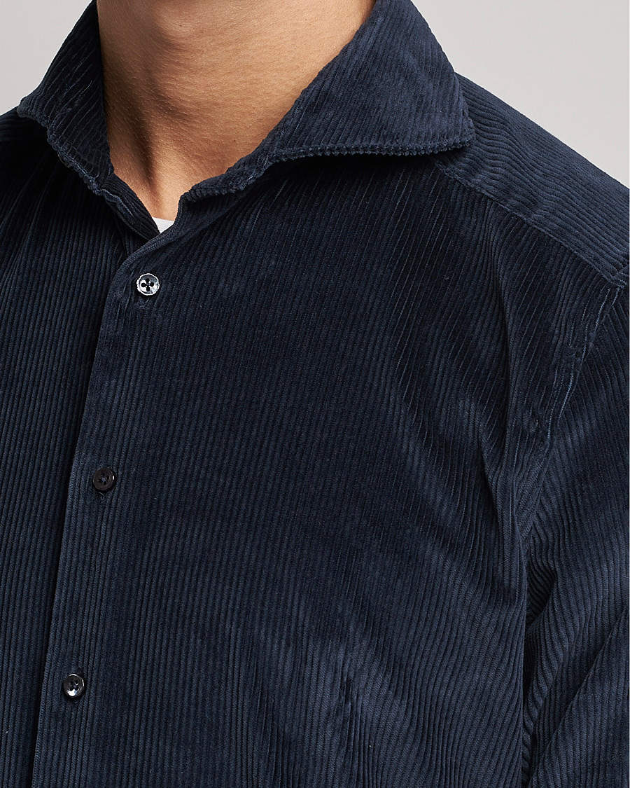 Heren | Overhemden | Stenströms | 1899 Slimline Sea Island Corduroy Shirt Navy