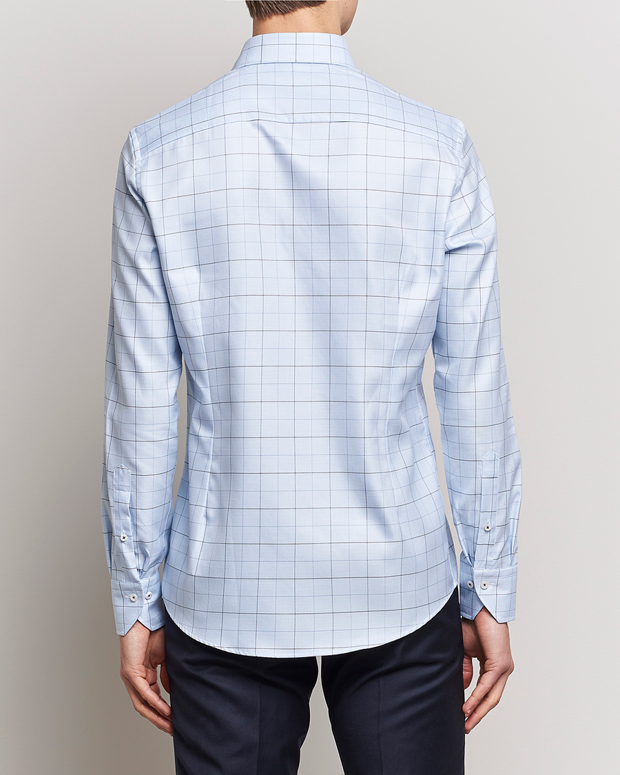 Heren | Overhemden | Stenströms | Slimline Cut Away Windowpane Shirt Blue