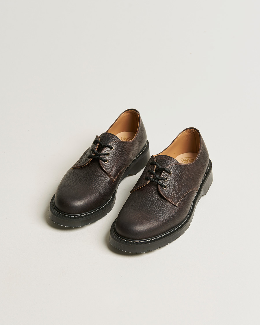 Heren | Derby schoenen | Solovair | 3 Eye Gibson Shoe Dark Brown Grain